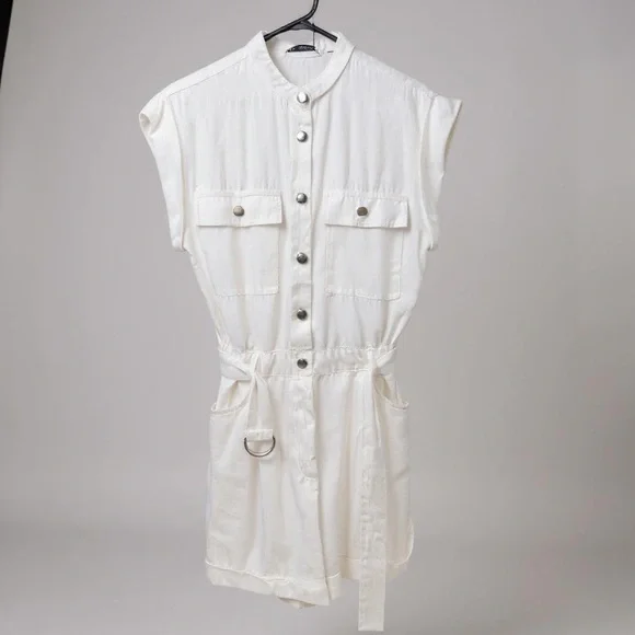Zara women’s White Sleeveless Romper size small - Picture 2 of 3